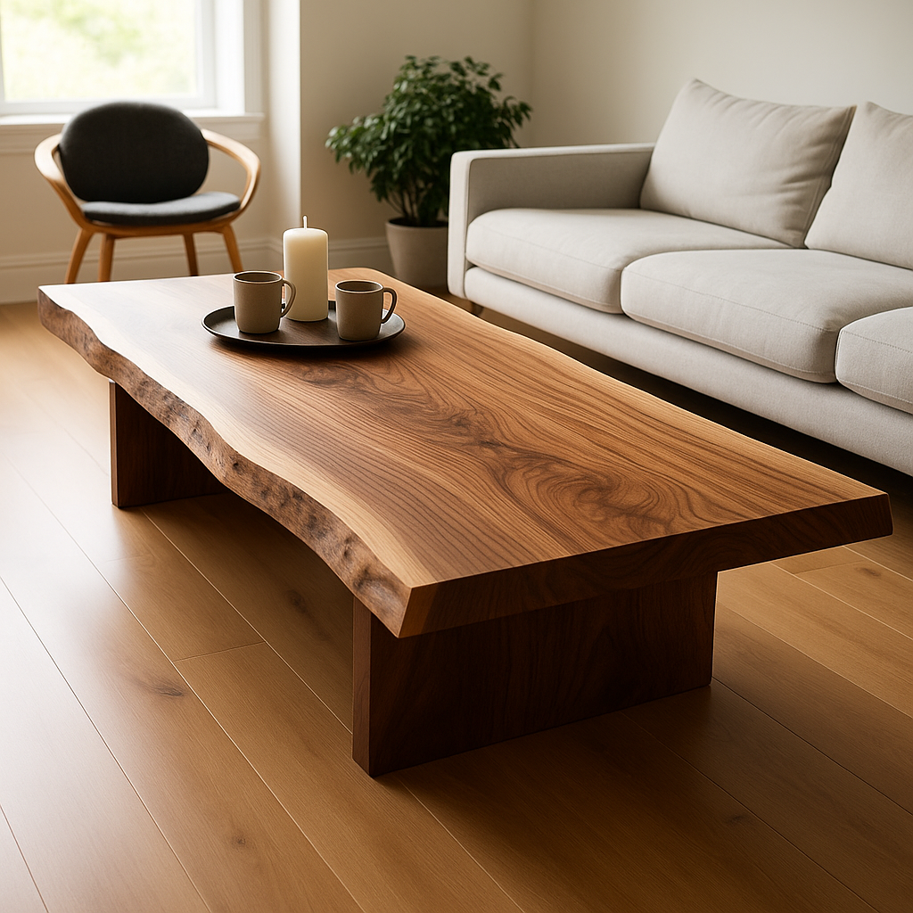 木製ローテーブル MADE IN MALAYSIA Live Edge Coffee Table – Handmade Solid Wood Furniture – Modern
