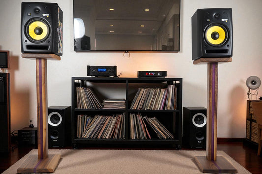 Walnut and Purpleheart Speaker Stands