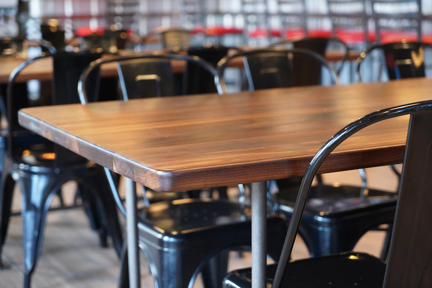 Industrial Walnut Dining Table – Restaurant Style