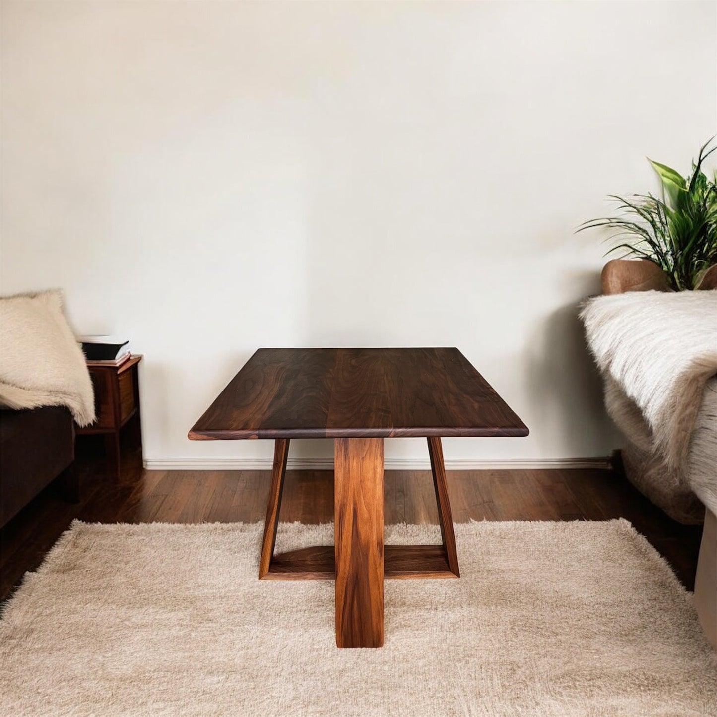 Square Modern Walnut End Table