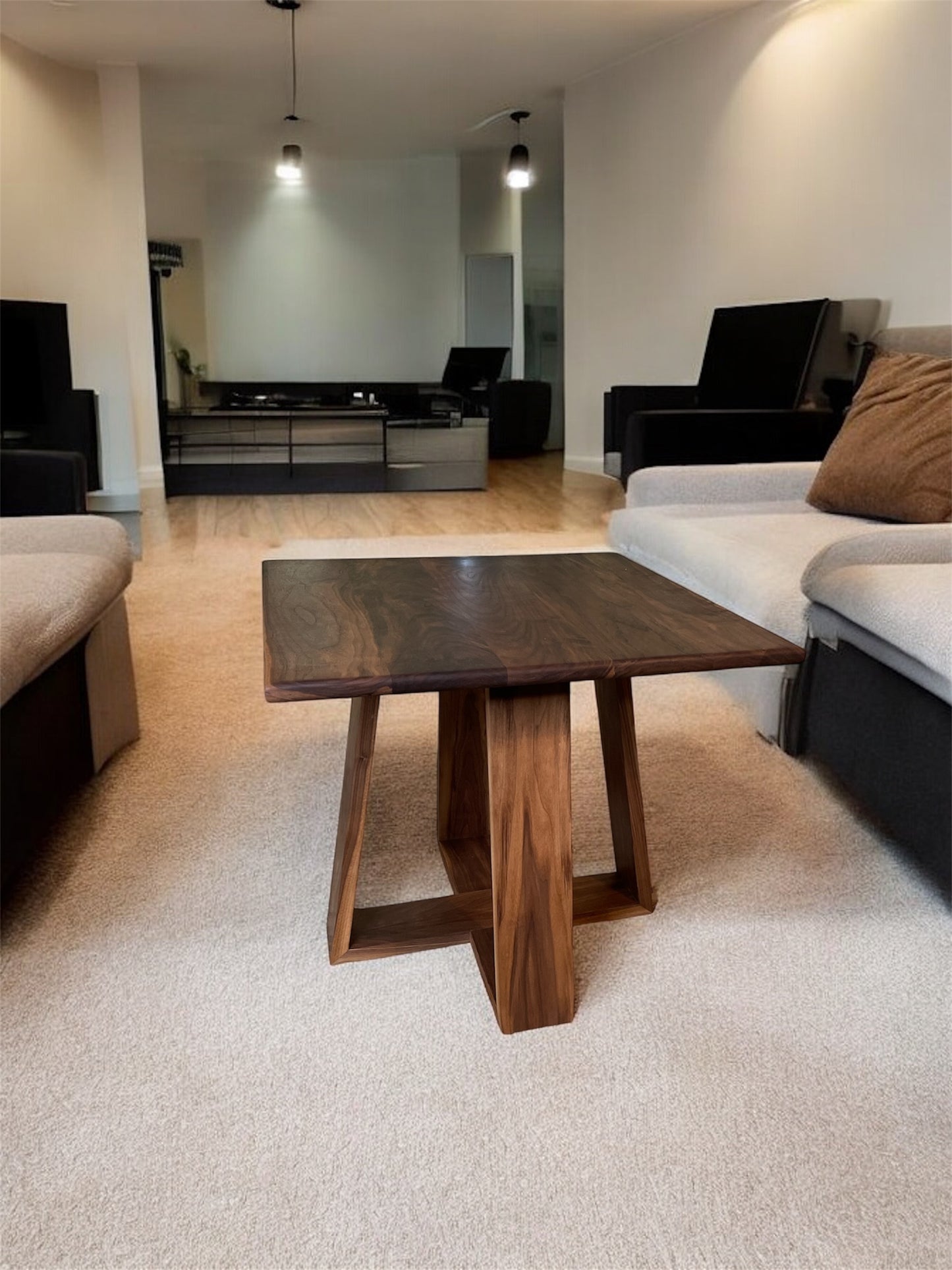 Square Modern Walnut End Table