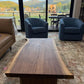 Garage Mills walnut live edge coffee table in a mountain-view customer living room