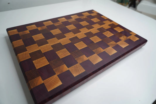 Purple Heart, Jatoba, And White Oak End Grain Cutting Board