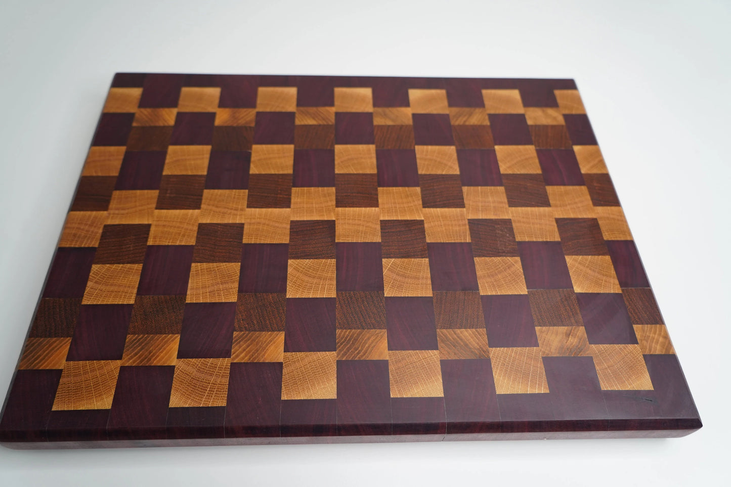 Purple Heart, Jatoba, And White Oak End Grain Cutting Board