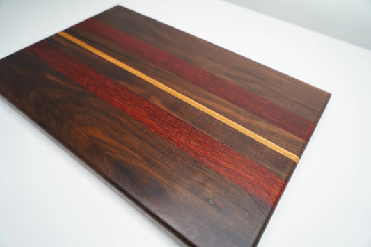 Walnut, Padauk, and White Oak Cutting Board