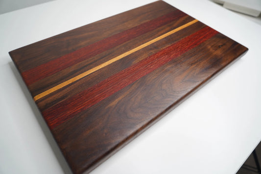 Walnut, Padauk, and White Oak Cutting Board