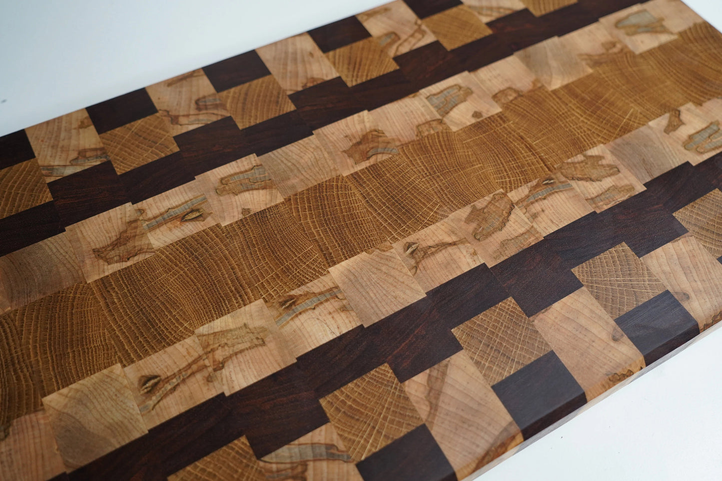 White Oak, Wormy Maple, and Jatoba End Grain Cutting Board