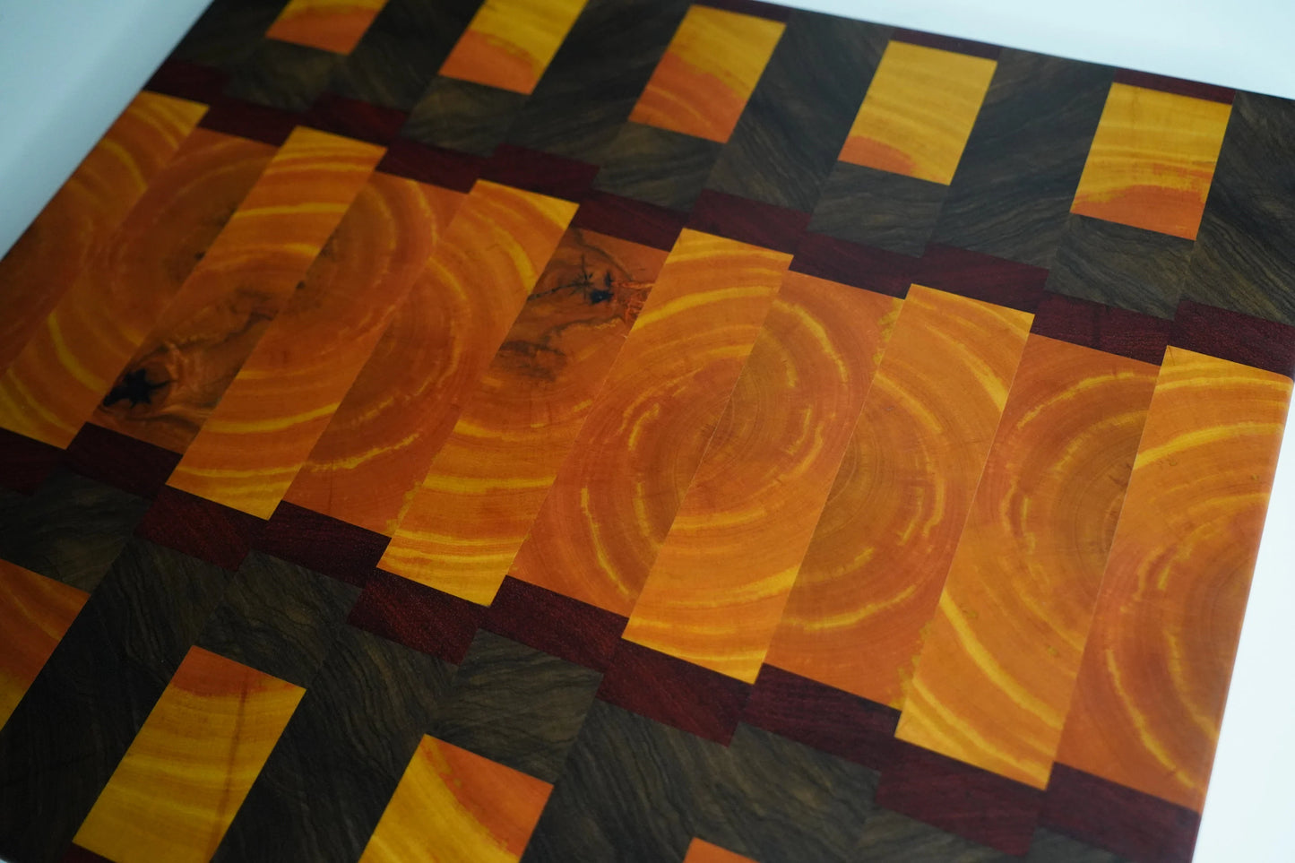 Yellow Heart , Black Limba , and Padauk Endgrain Butcher Block