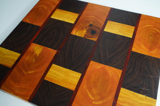 Yellow Heart, Walnut, and Padauk End Grain Cutting Block