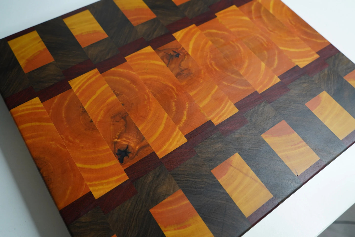 Yellow Heart , Black Limba , and Padauk Endgrain Butcher Block