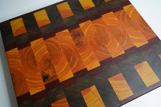 Yellow Heart , Black Limba , and Padauk Endgrain Butcher Block