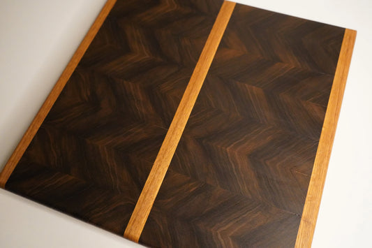 Black Limba End Grain and Red Oak Cutting Board