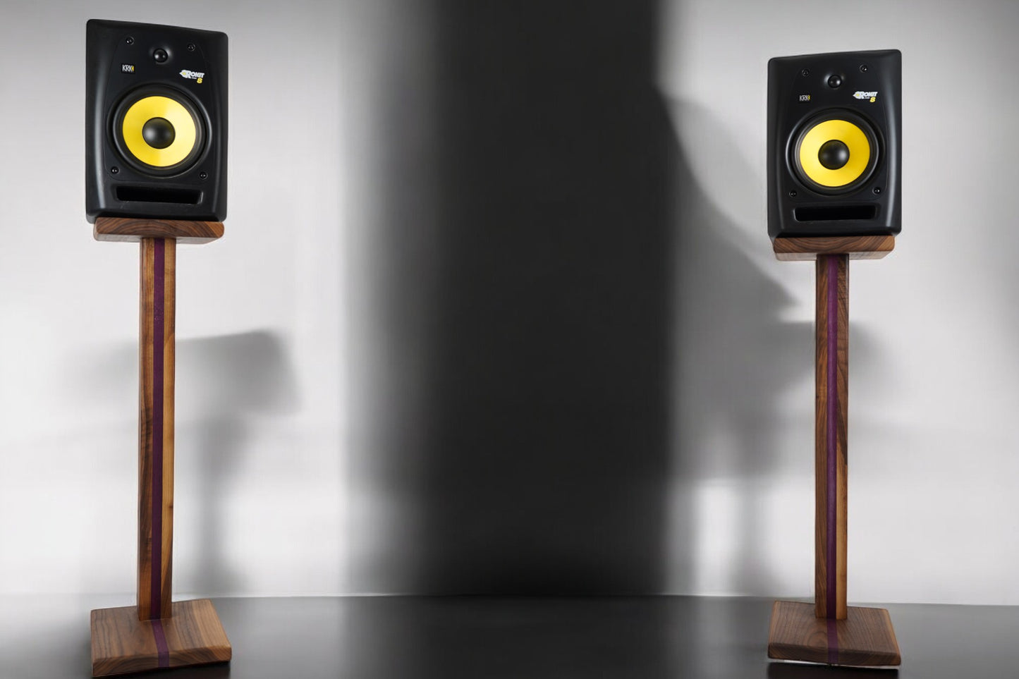 Walnut and Purpleheart Speaker Stands